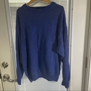 Vintage Gap Sweater Large Crew Neck Ribbed Knit Diamond Pattern Periwinkle Blue